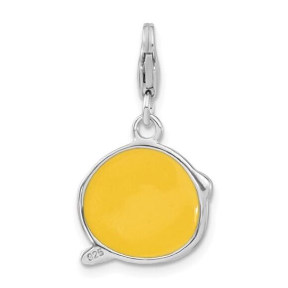 Sterling Silver Enameled Smiley Face with Sunglasses with Lobster Clasp Charm - Picture 3 of 4